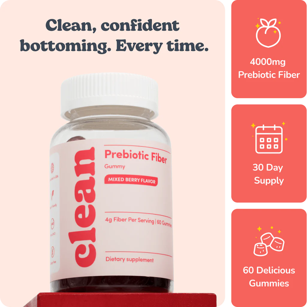 Peachy Clean Prebiotic Fiber Gummies for Bottoming. 5-Minute Clean-Outs & Bedroom Confidence